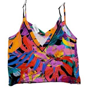 Soma Cool Nights Cami in Paradise Palms Black Size XL NWT